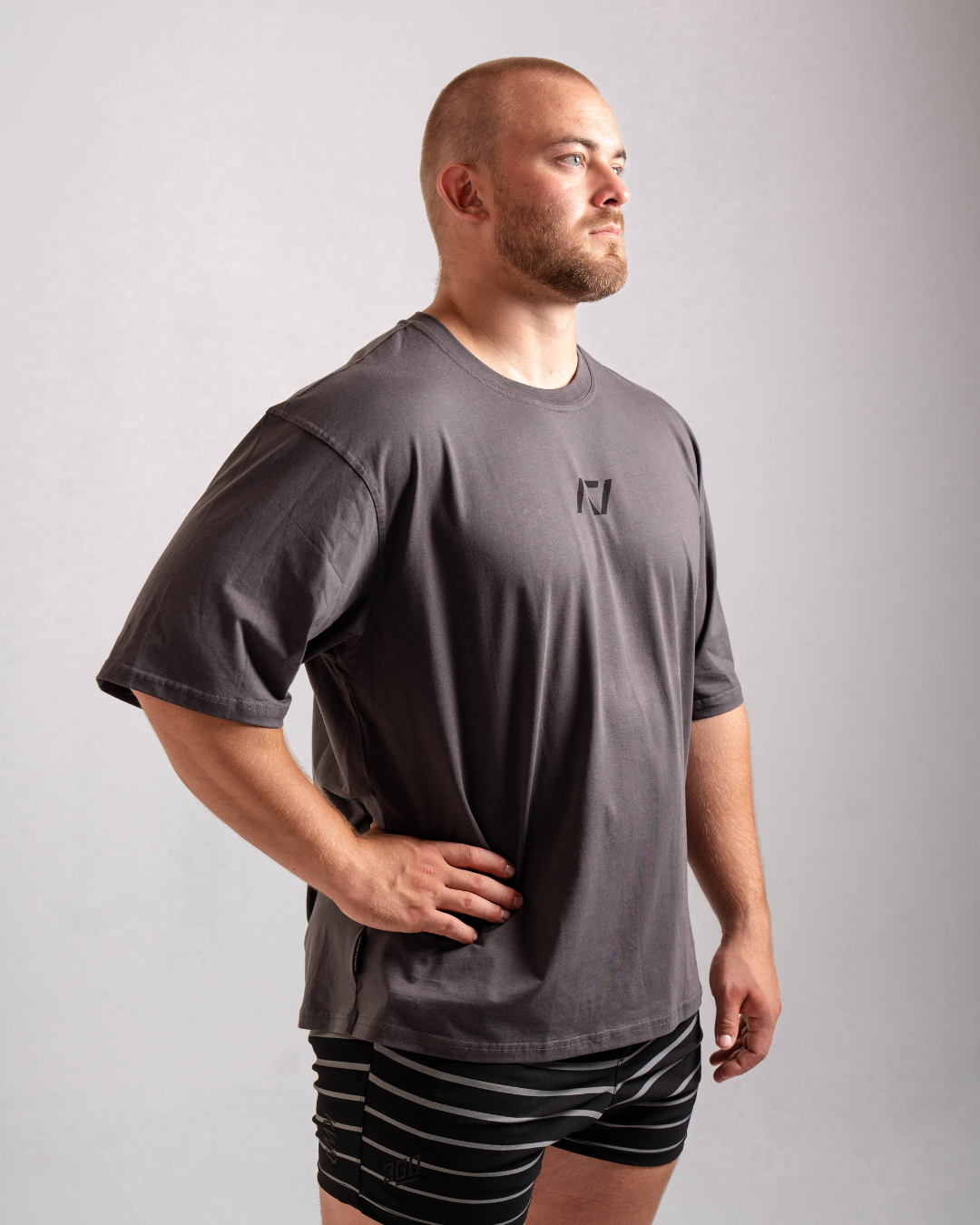 Powerlifting Over-Fit Unisex Shirt - Shadow Stone Gray