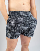 Front view of A7 360Go 1Z KWD Shorts – Affirmation with matte silicone logos and design.