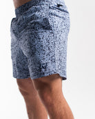 Side profile of Foggy Navy 360Go 1Z Shorts with flexible fit and drawstring waistband for training comfort