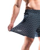 Close-up of 360-degree stretch fabric on Stelacrosha Black 360Go Shorts for full mobility during strength training.