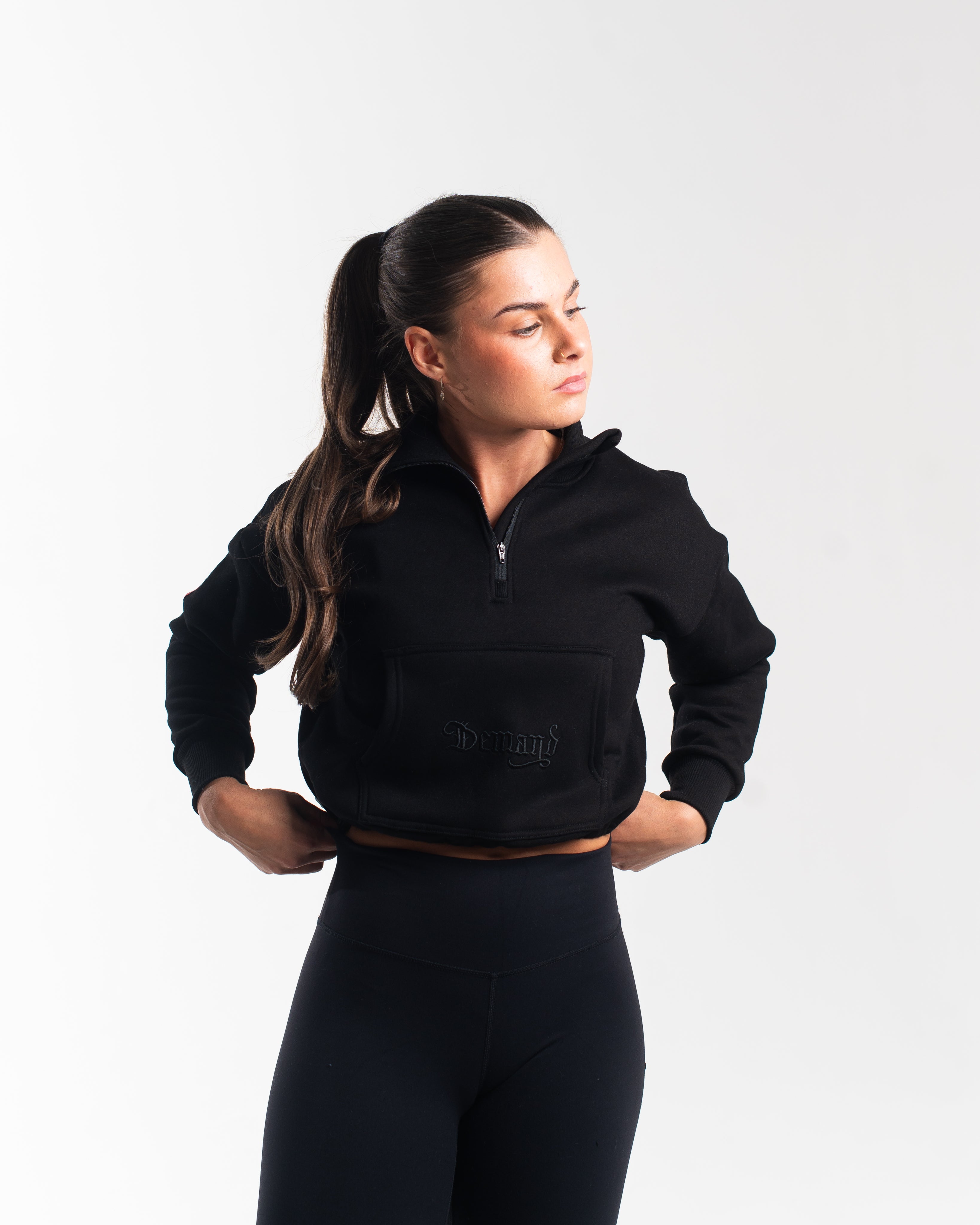 Script Cropped Quarter Zip - Stealth