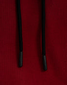 Black drawstrings with black aglets on a red bar grip Hoodie