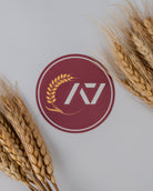 A7 logo sticker with wheat on a light gray background