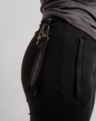 Side angle of A7 Shadow Stone Gray Keychain showing strap thickness, stitching, and metal clip design.