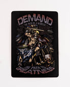 Flat front view of the A7 Aztec Warrior Sticker showing full design with eagle headdress, shield, and etched spear.