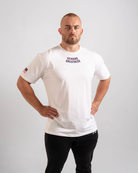 Front view of the Americana True‑Fit Meet Shirt showing “Demand Greatness” chest print.
