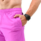 Ripstop nylon pocket and hidden mini wallet pocket on Orchid 360Go Shorts for secure storage during training.