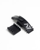 Front view of A7 PAL Buckle in matte black featuring adjustable Pioneer Lever system and durable stainless steel design.