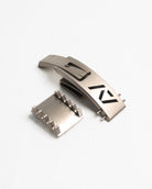 Disassembled A7 PAL Buckle – Silver with bolts and internal components shown for easy installation.