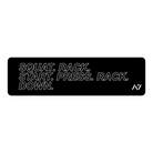 Front view of a7-us.mommmands Sticker displaying the text "Squat. Rack. Start. Press. Rack. Down." on matte polypropylene.